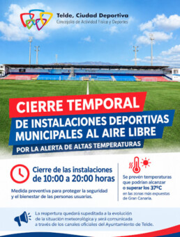 Telde limita el uso de instalaciones deportivas municipales al aire libre por la alerta por altas temperaturas
