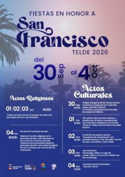 Telde invita a celebrar las fiestas de San Francisco con una programación que une tradición, cultura y patrimonio